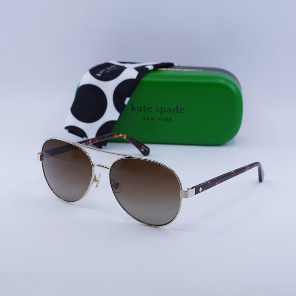 Final Price! Kate Spade AVERIE/S 006J LA Gold/Brown Polarized Sunglasses